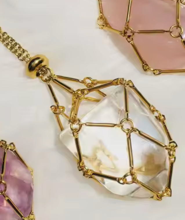 Earth Energy- Stone Holder Necklace Slider Steel - Gemstone: Yellow Gold / Tiger's Eye