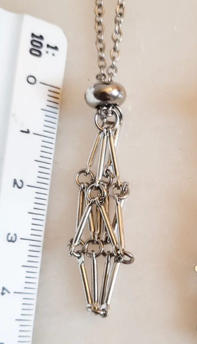 Earth Energy- Stone Holder Necklace Slider Steel - Gemstone: Yellow Gold / Tiger's Eye